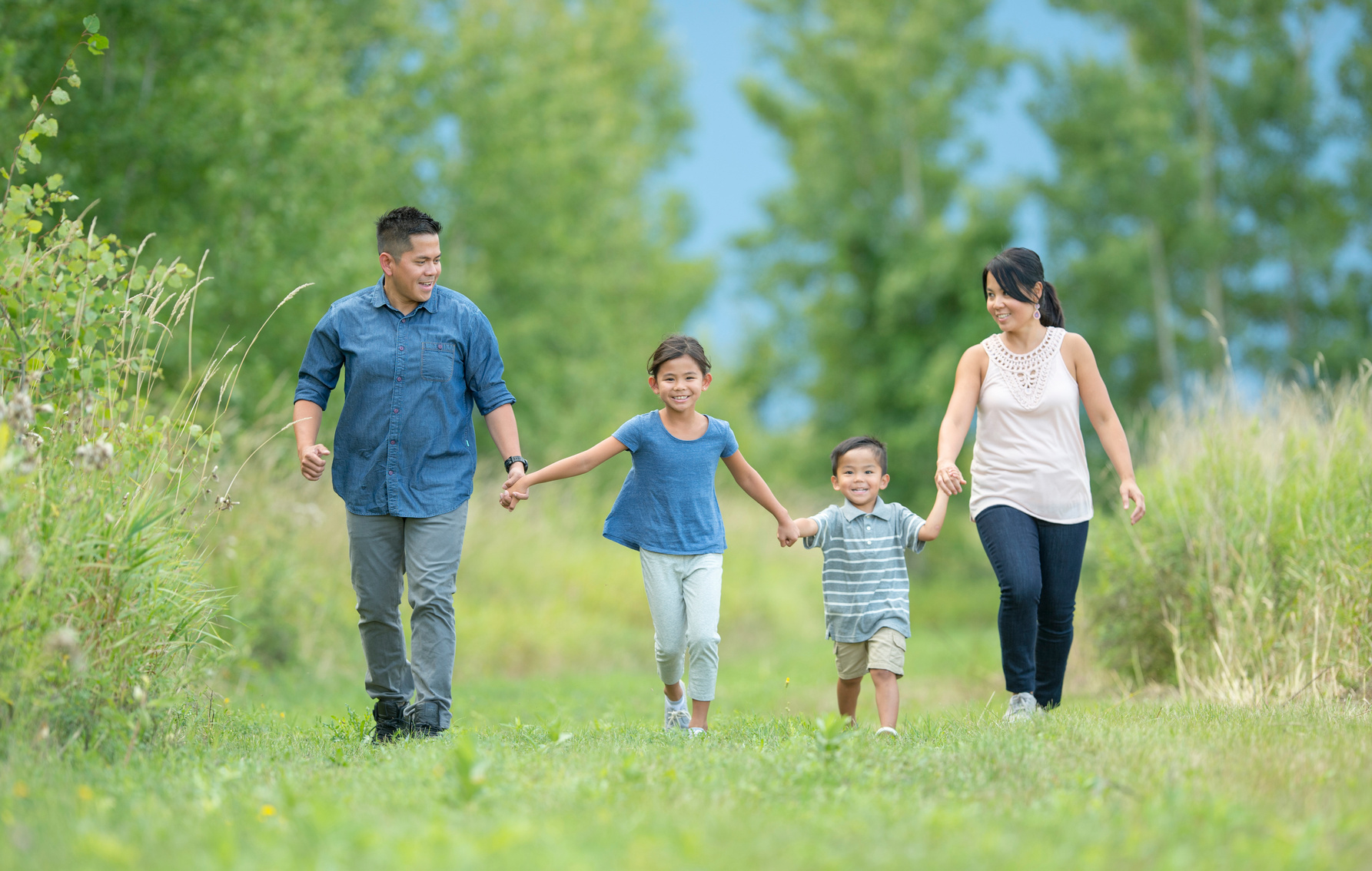 Filipino family outside together